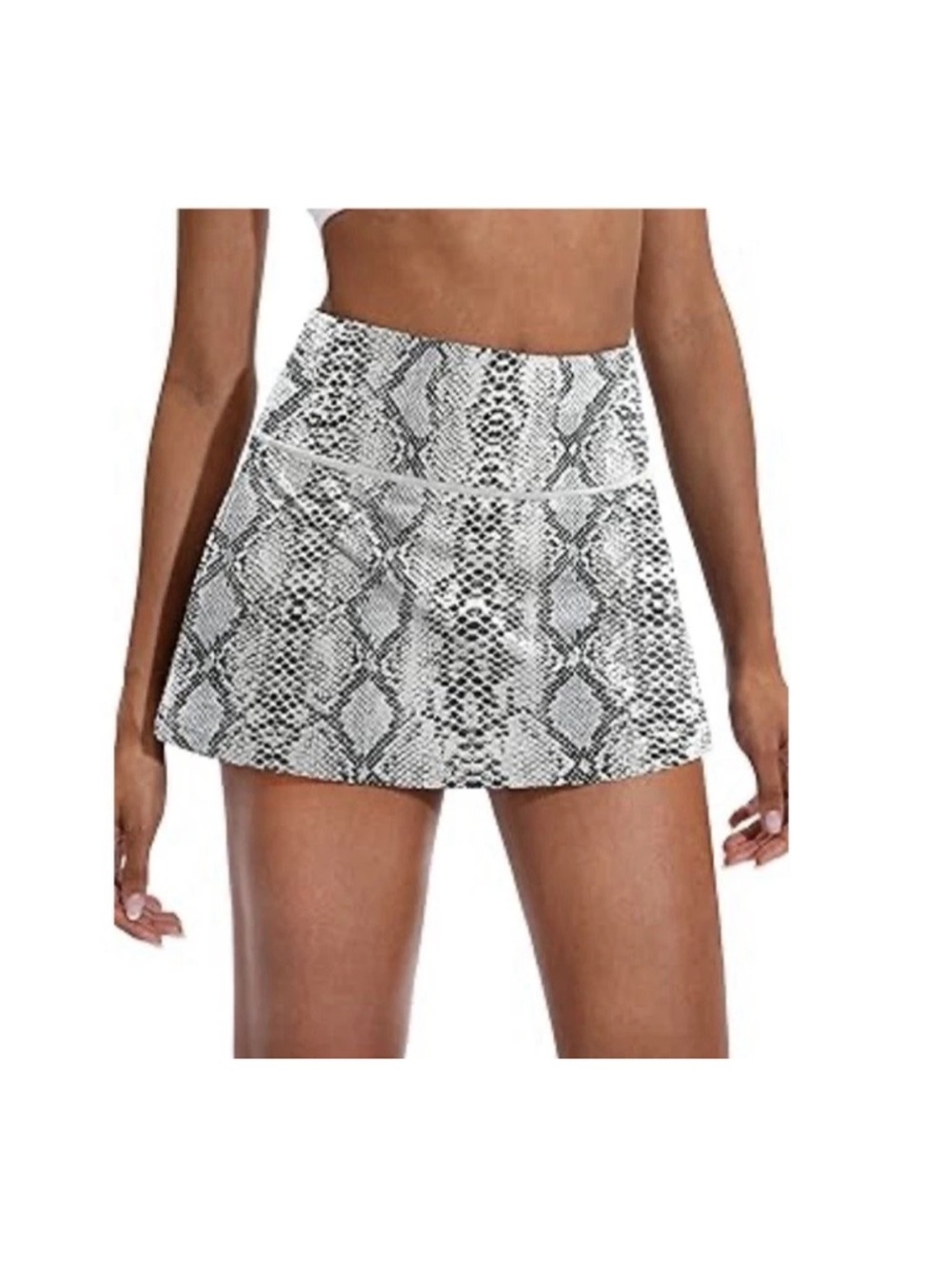 Women's Snake Print Tennis Skort - White/Black